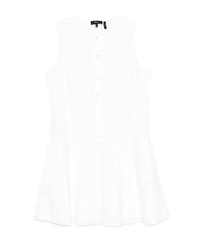 Theory Mini Dress With Crew Neck And Flared Skirt In White