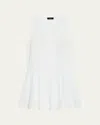 Theory Sleeveless Drop-waist Mini Dress In White