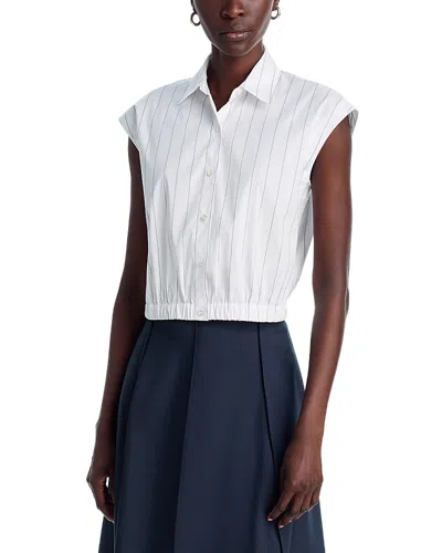 Theory Sleeveless Elastic Collared Shirt In White