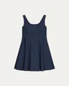 Theory Sleeveless Fit-and-flare Dress In Sleek Poplin In Blue