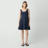 Theory Sleeveless Fit-and-flare Dress In Sleek Poplin In Nocturne Navy