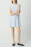 Theory Crepe Flared Mini Dress In Pearl Blue