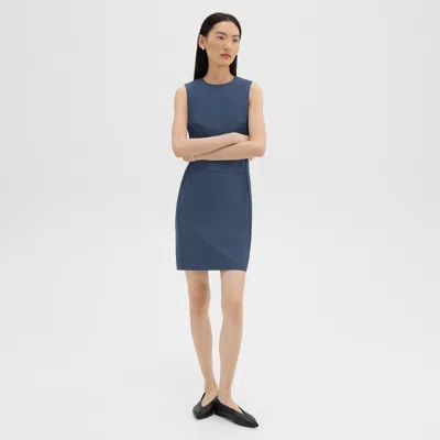Theory Sleeveless Fitted Dress In Good Wool In Ash Blue