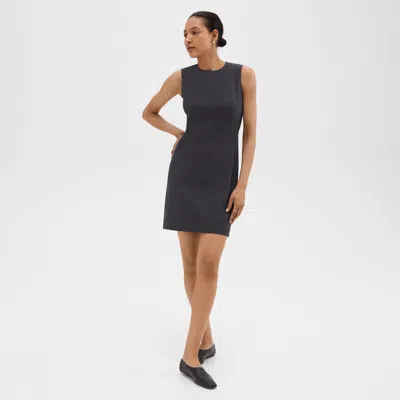 Theory Sleeveless Fitted Dress In Good Wool In Charcoal Melange