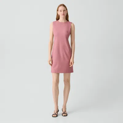Theory Sleeveless Fitted Dress In Good Wool In Pink