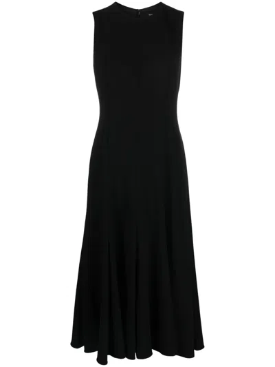 Theory Sleeveless Flared Midi Dress In Black