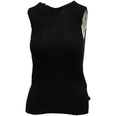 Theory Sleeveless Knit Top In Navy Blue Linen