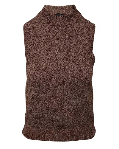 Theory Sleeveless Knitter Sweater In Brown Nylon