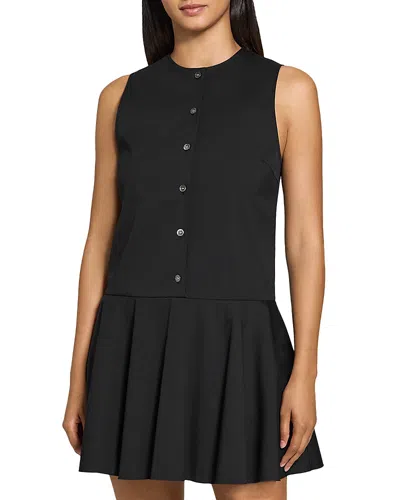 Theory Sleeveless Linen Blend Minidress In Black