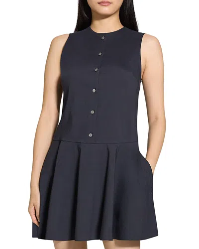 Theory Sleeveless Linen Blend Minidress In Black