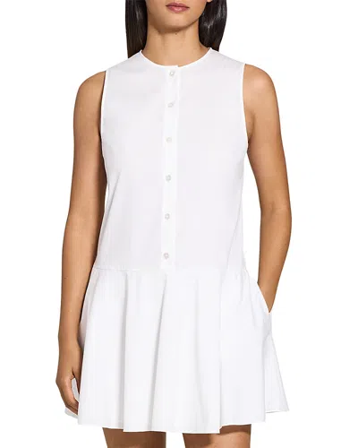 Theory Mini Dress With Crew Neck And Flared Skirt In White