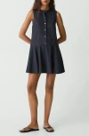 Theory Sleeveless Linen Blend Minidress In Black