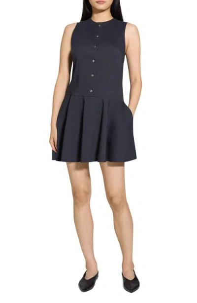 THEORY THEORY SLEEVELESS LINEN BLEND MINIDRESS