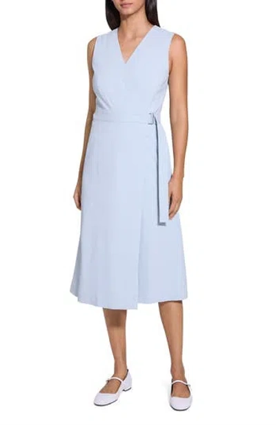 THEORY THEORY SLEEVELESS LINEN BLEND WRAP DRESS