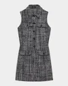 Theory Collared Mini Dress In Black Multi In Black Multi