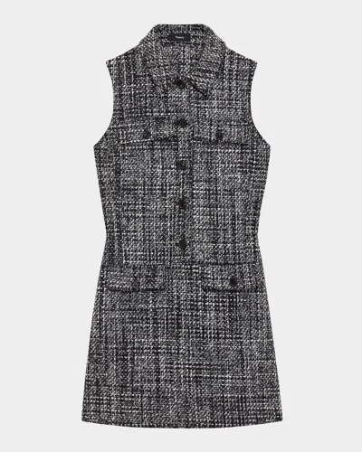 THEORY SLEEVELESS MELANGE TWEED MINI DRESS