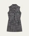 Theory Collared Mini Dress In Black Multi In Black Multi