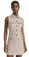 Theory Mixed Tweed Military Mini Dress In Wheat Multi
