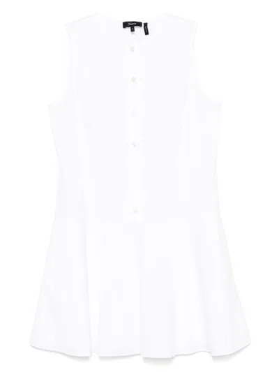 Theory Sleeveless Mini Dress With Side Pockets And Flared Skirt In White