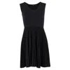 Theory Sleeveless Pleated Mini Combo Dress In Black Polyester In Black
