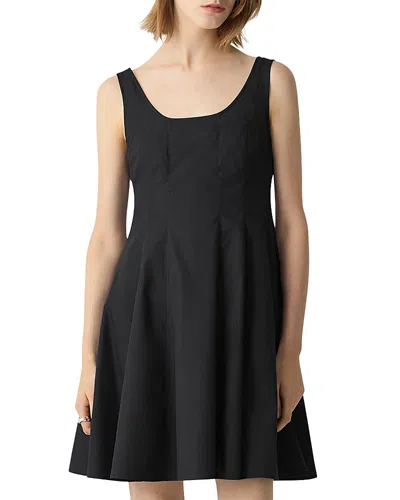 Theory Sleeveless Poplin Mini Dress In Black