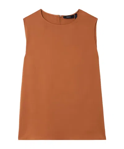 Theory Sleeveless Round-neck Blouse In Brown