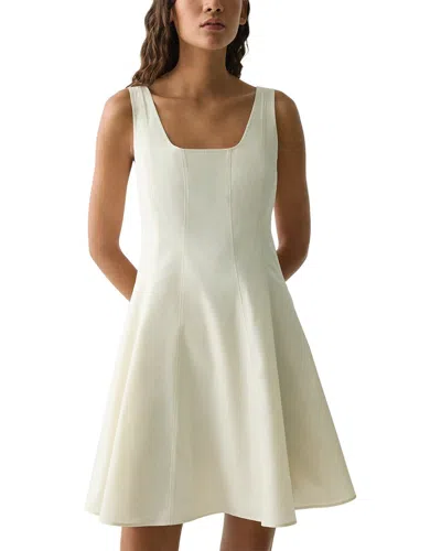 Theory Sleeveless Fit-and-flare Dress In Sleek Poplin In White