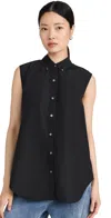 Theory Sleeveless Shirt In Cotton-blend In Black