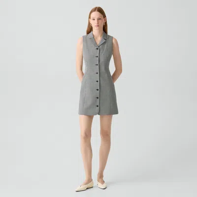 Theory Sleeveless Shirt Dress In Wool-blend Twist In Multi