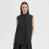 Theory Sleeveless Shirt In Cotton-blend In Black