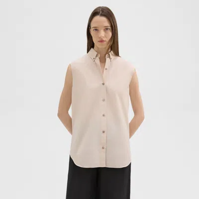 Theory Sleeveless Shirt In Cotton-blend In Soft Gold
