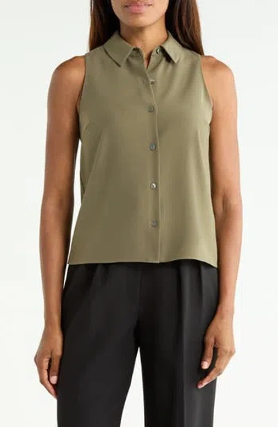 Theory Sleeveless Shirt With Spread Collar In Kalamata