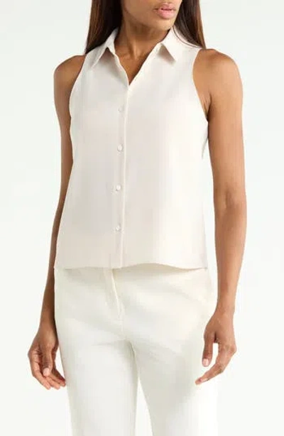 Theory Sleeveless Shirt With Spread Collar In Moon