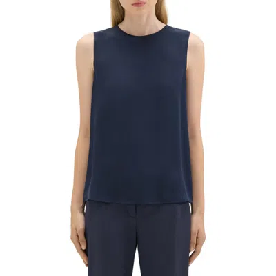 Theory Sleeveless Silk Blouse In Blue