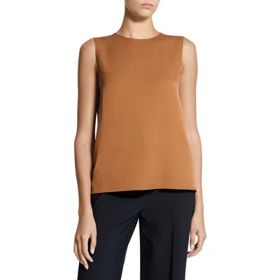 Theory Sleeveless Silk Blouse In Brown