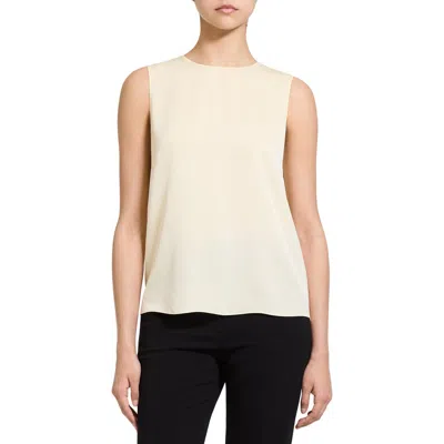 Theory Sleeveless Silk Blouse In Neutral