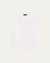 Theory Camp Collar Blouse In Silk Georgette In Ivory