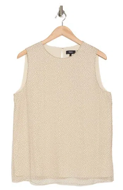 Theory Sleeveless Silk Shell Tank Top In Oatmeal Multi