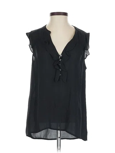 Pre-owned Theory Sleeveless Silk Top Black Keyhole Neckline Tops