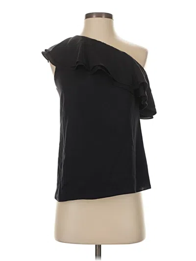Pre-owned Theory Sleeveless Silk Top Black One Shoulder Neckline Tops