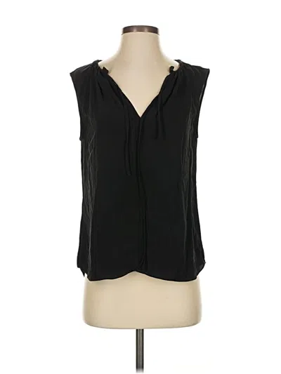 Pre-owned Theory Sleeveless Silk Top Black Plunge Neckline Tops