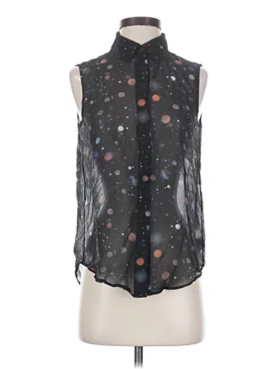 Pre-owned Theory Sleeveless Silk Top Black Stars Pattern Halter Neckline Tops