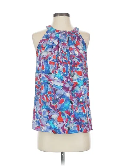 Pre-owned Theory Sleeveless Silk Top Blue Halter Neckline Tops