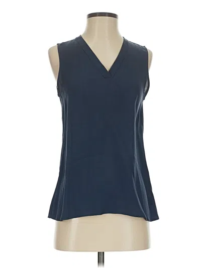 Pre-owned Theory Sleeveless Silk Top Blue V Neck Tops