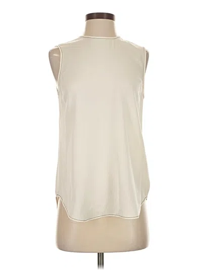 Pre-owned Theory Sleeveless Silk Top Ivory High Neck Tops In White