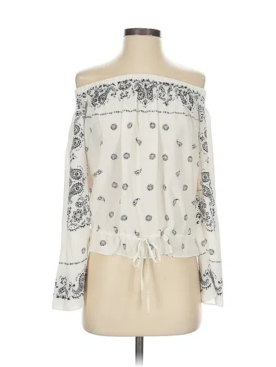 Pre-owned Theory Sleeveless Silk Top Ivory Off The Shoulder Neckline Tops In White