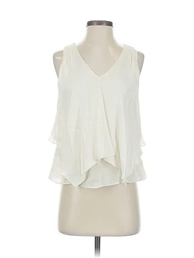 Pre-owned Theory Sleeveless Silk Top Ivory Plunge Neckline Tops In White