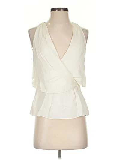 Pre-owned Theory Sleeveless Silk Top Ivory Plunge Neckline Tops In White