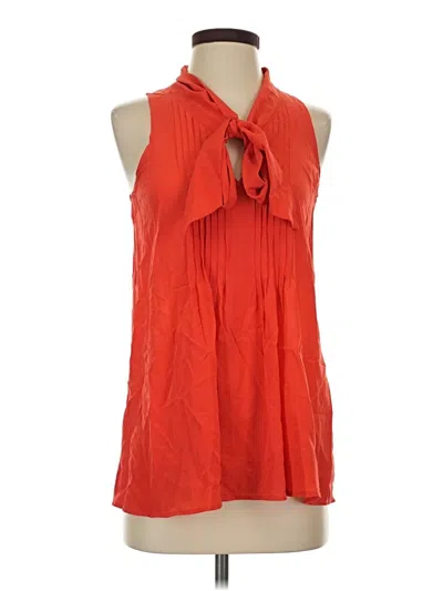 Pre-owned Theory Sleeveless Silk Top Orange Halter Neckline Tops