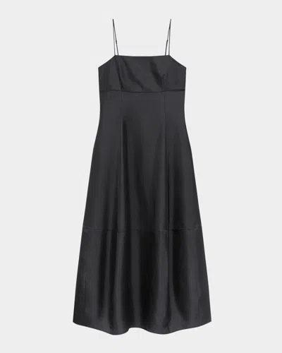 Theory Sleeveless Silk-twill Dress In Black